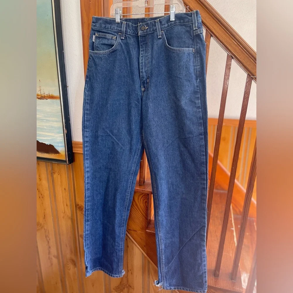 Carhartt Men's Blue Jeans 34x34 work casual utility durable comfort - Picture 1 of 8